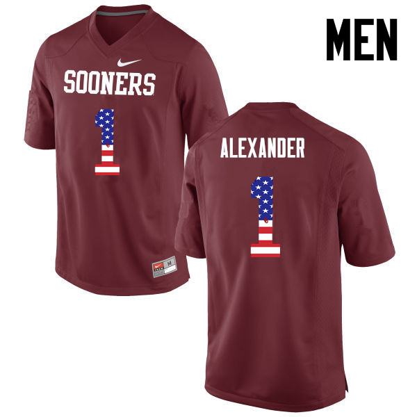 Oklahoma Sooners #1 Dominique Alexander College Football USA Flag Fashion Jerseys-Crimson